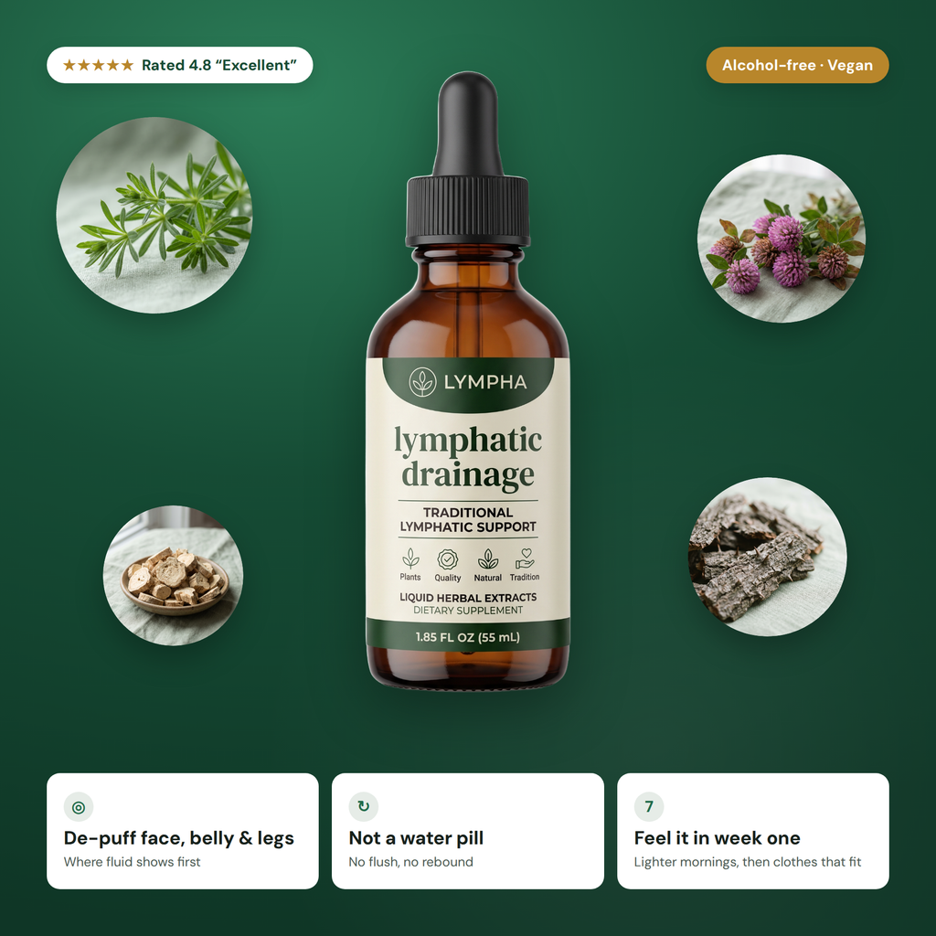 Lympha lymphatic drainage drops — rated 4.8, alcohol-free, vegan