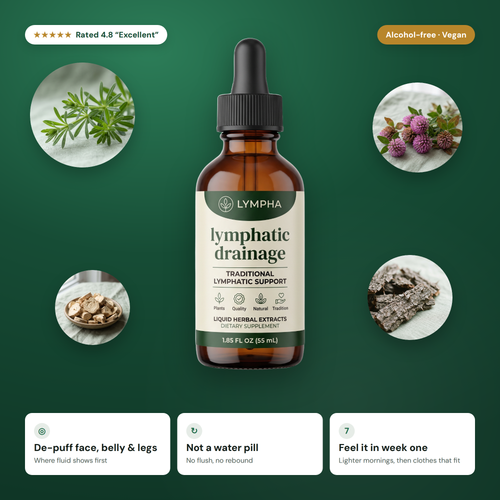 Lympha lymphatic drainage drops — rated 4.8, alcohol-free, vegan
