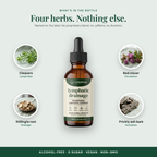 Four herbs: cleavers, red clover, stillingia root, prickly ash bark
